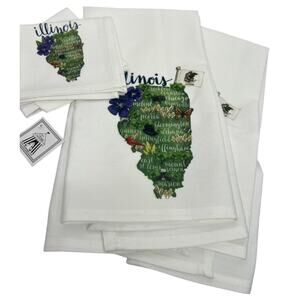 Set of 2 Kitchen Towels and 2 Napkins, Illinois Theme NWT!